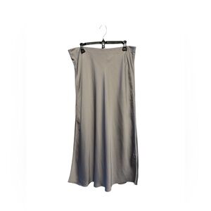 NWT Women's Jcrew Gray Satin Slip Skirt Size Large Tall